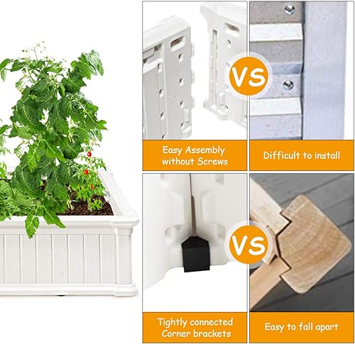 Miniatura 7 de Giantex Cama de jardín elevada, maceta para verduras de flores, caja de plantas al aire libre, patio trasero, fácil montaje (48.5 pulgadas de largo