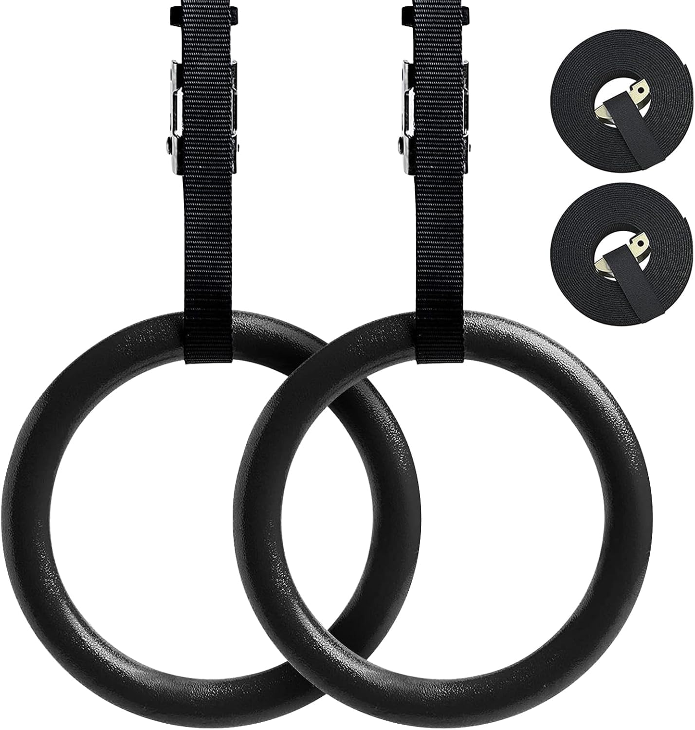 OKSTENCK Gymnastic Rings with Adjustable Straps 1550lbs Exercise Rings with Metal Buckles Non-Slip Fitness Rings for Home Gym Outdoor Training Cross Fitness Pull Ups & Strength Training (Set of 2)