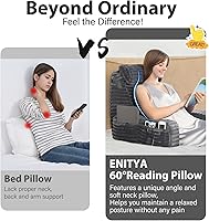 Vista 5 de ENITYA Almohada de espalda de 19 pulgadas para sentarse en la cama, reposabrazos integrados y bolsillos grandes, almohada para silla de apoyo