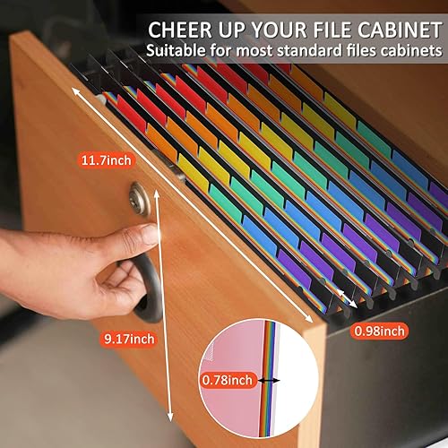 Miniatura 6 de DORA BRIDAL Carpetas colgantes para archivos, tamaño carta negra, 7 bolsillos, carpetas colgantes de tamaño legal para marco de carpetas,