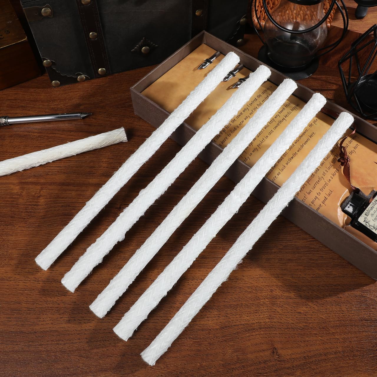 Garneck Stoppino in fibra di vetro da 10 mm, per candelabri, lampade a olio e lanterne, 10 stoppini in fibra di vetro a lunga durata, ideali per illuminazione suggestiva