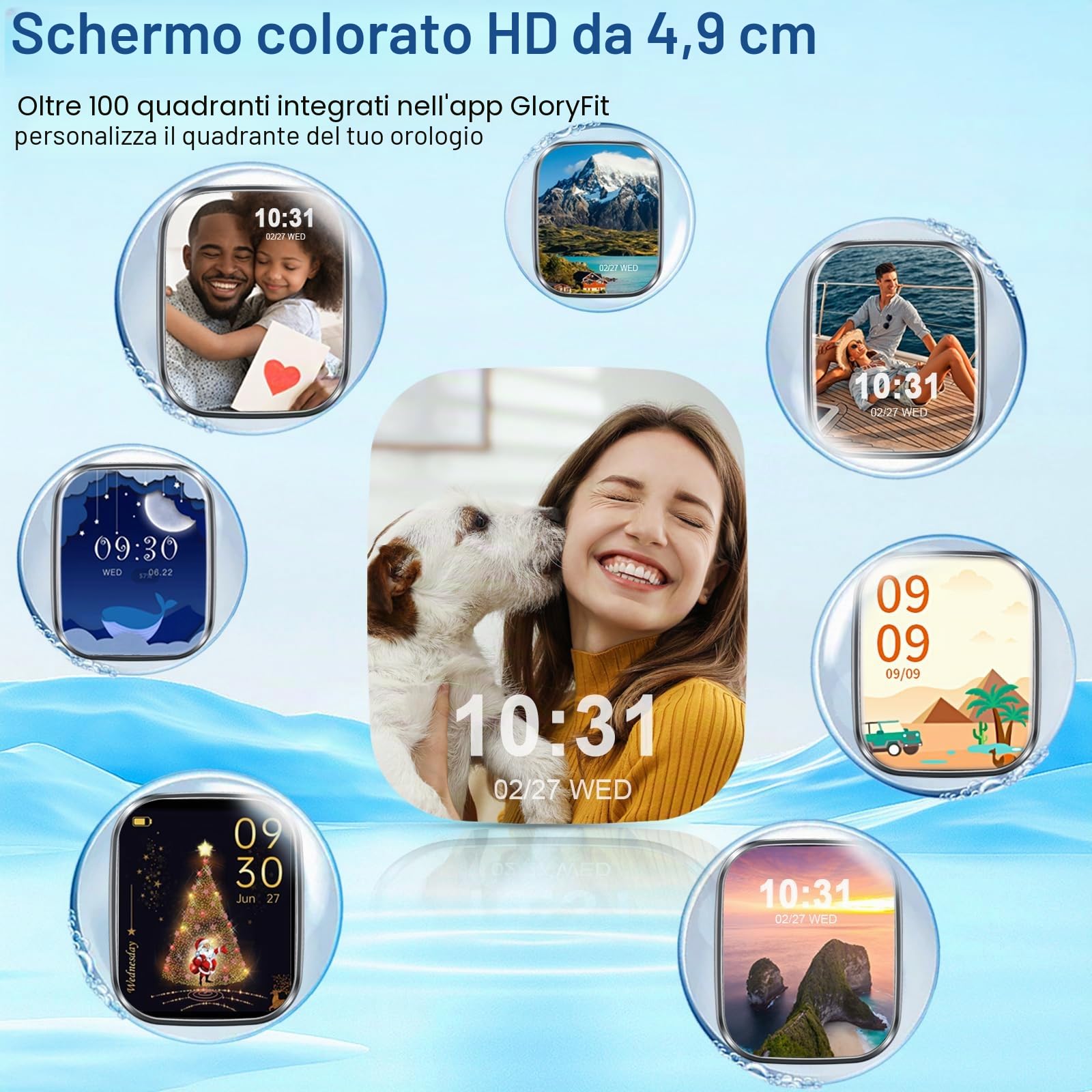 2025 Nuovo Smartwatch Uomo Donna Chiamate Bluetooth, 1.91" Orologio Smart watch con Sonno/Cardiofrequenzimetro/SpO2/Contapassi/115+ Sportive, Fitness Tracker Compatibile con Xiaomi iPhone Samsung ecc.