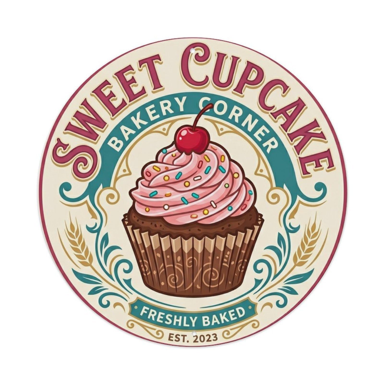 Sweet Cupcake Bakery Corner Kitchen Pastry Accessory Metal Tin Sign