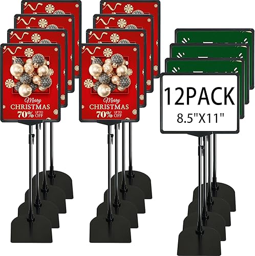 Miniatura 1 de Soporte para letreros, soporte de letrero de 8.5 x 11 pulgadas con altura ajustable a presión, soportes reutilizables para letreros publicitarios de