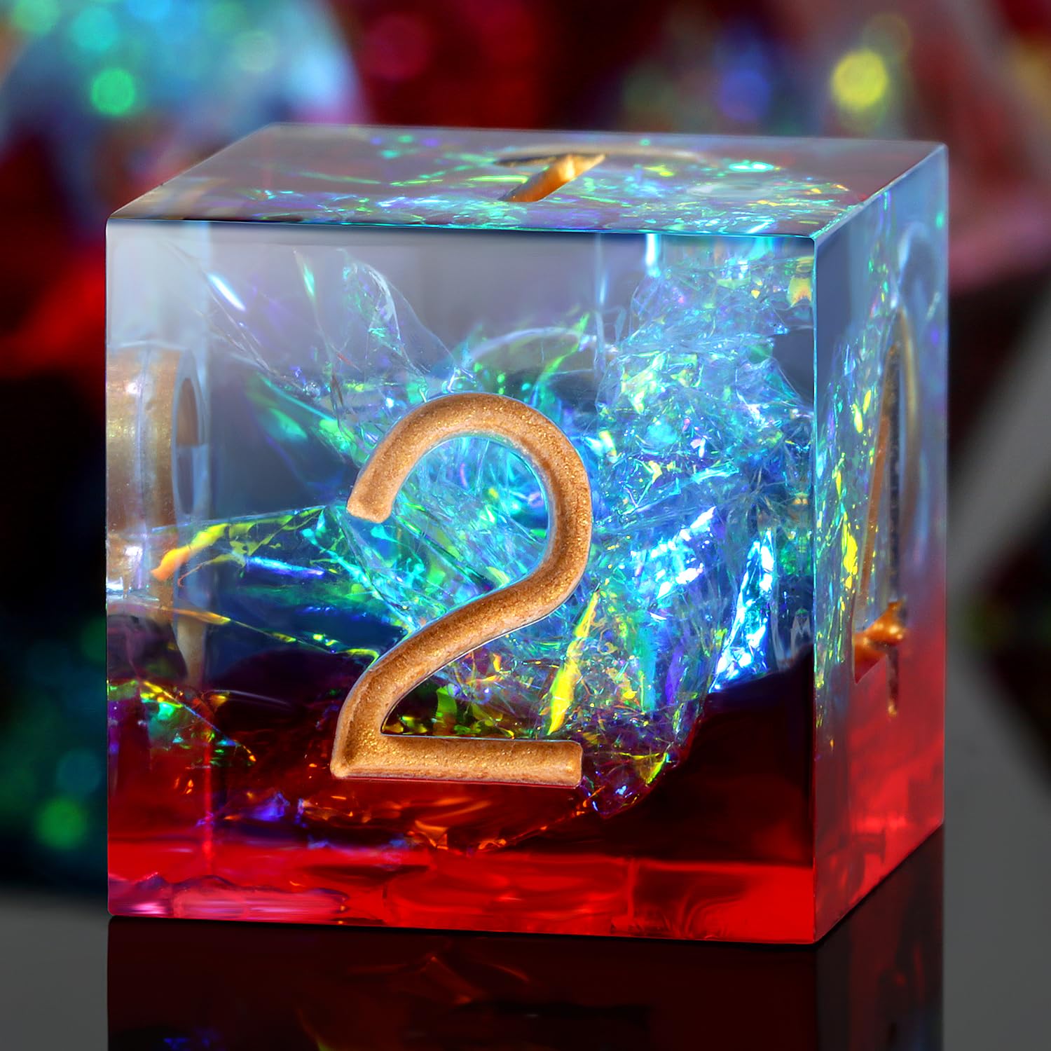 Shiny D&D Dice,DNDND Handmade Double Layers Sharp Edge Die with Gift Case for D&D Dungeons and Dragon Games (Red and Blue) - Image 3