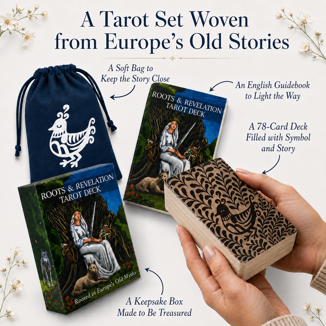 Jeu de tarot folklorique d'Europe de l'Est avec guide – 78 cartes de tarot illustrées, inspirées de la mythologie européenne, jeu de tarot pour débutants et collectionneurs – Racines et révélation