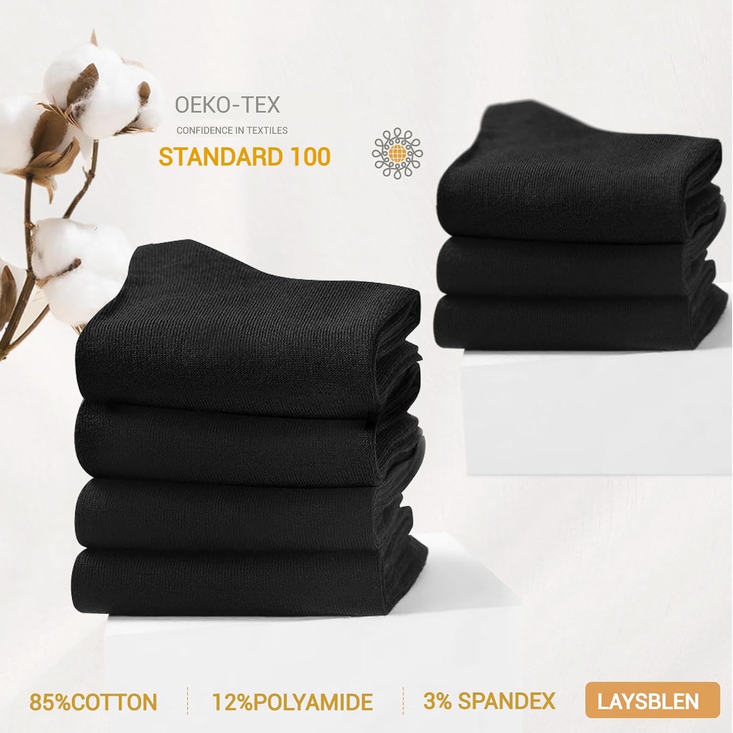 Men's dress socks 10 Pairs Classic Cotton Solid Premium Business crew Socks Office Soft Comfortable Black Socks 9-15