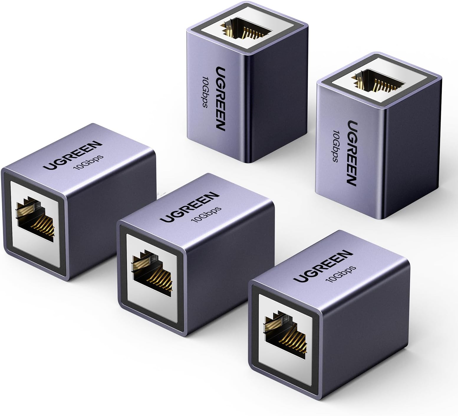 RJ45 Coupler 10Gbps, 5 Pack Ethernet Extender, Cat8 Cat7 Cat6 Cat5 Ethernet Cable Extender Adapter, 328ft LAN Connector in Line Coupler Female to Female Aluminum Alloy