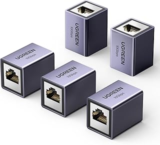 UGREEN RJ45 Coupler, 10Gbps High-Speed Ethernet Coupler, Aluminum Ethernet Connector, Shielded POE Internet Joiner, LAN Network Extender Female to Female for Cat7, Cat6, Cat5e, Cat5(5 Pack)