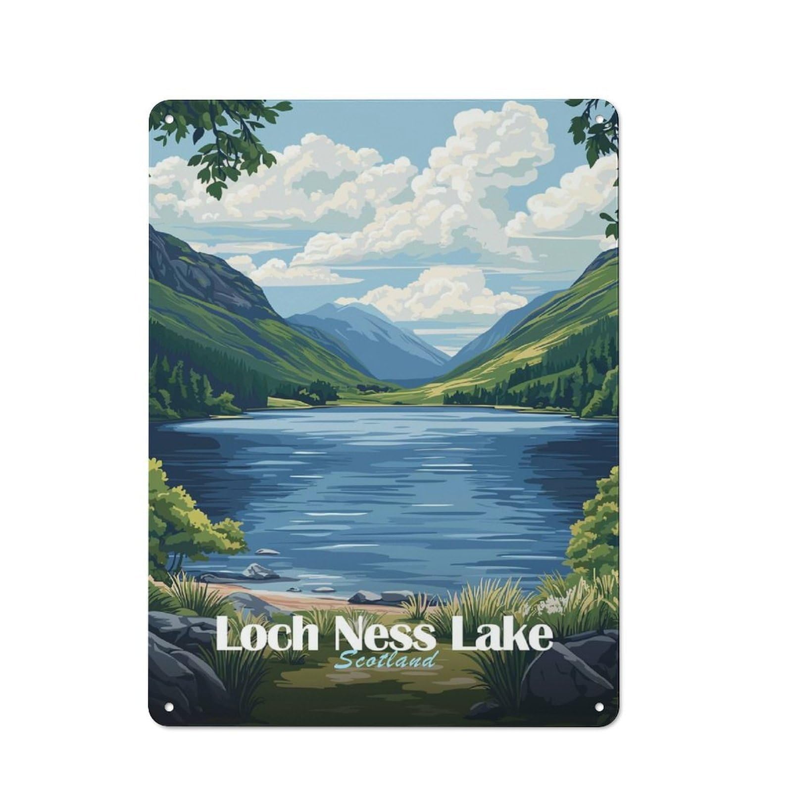 Junmoney Style-3 Vintage Loch Ness Lake, Scotland Vintage Metal Sign 40X30cm, Restaurant Wall Art For Takeaway, Bar, Kitchen Or Counter Area