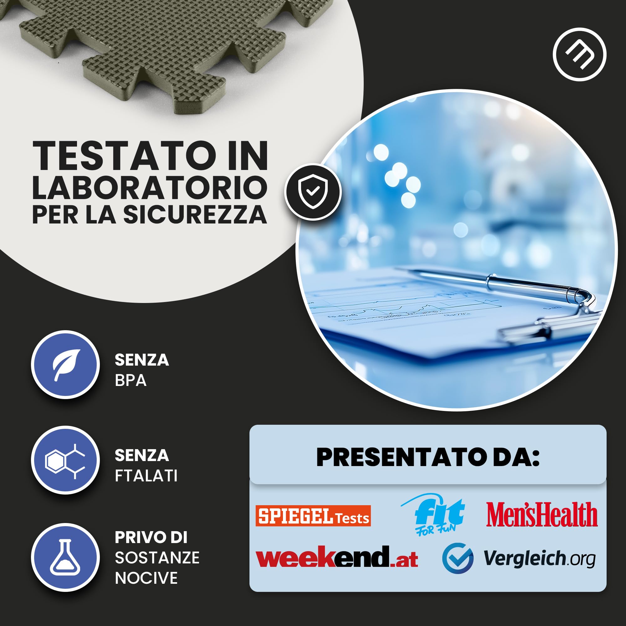 bemaxx Tappeto Palestra Tappetino Fitness da Ginnastica a Puzzle EVA | Pavimento Protettivo Incastro Tatami Allenamento Protezione Sport, Materassino Mattonella Pavimentazione per Home Gym Manubri