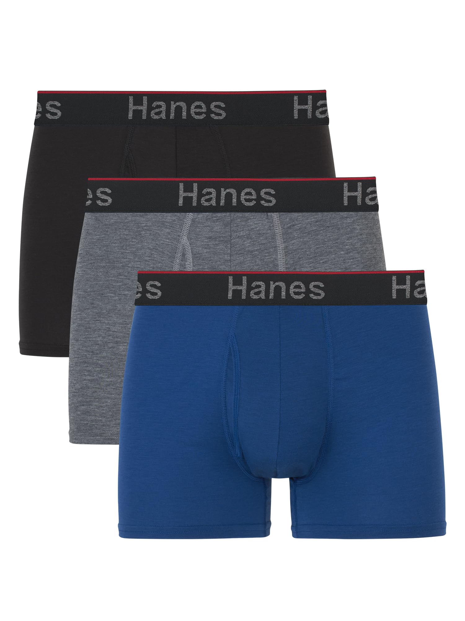 Hanes Mens Total Support Pouch Trunks, Anti-Chafing, Moisture-Wicking Underwear Odor Control, Pack of 3