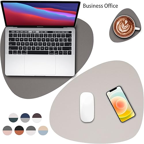 Miniatura 5 de Myir JUN Manteles individuales de doble cara, impermeables, de piel sintética, juego de 4 manteles individuales y posavasos antideslizantes y