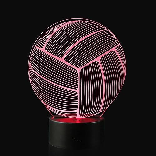 Miniatura 5 de AZALCO Lámpara de luz nocturna de voleibol con ilusión 3D con 16 cambios de color, base negra, regalo de cumpleaños para niños y niñas, decoración