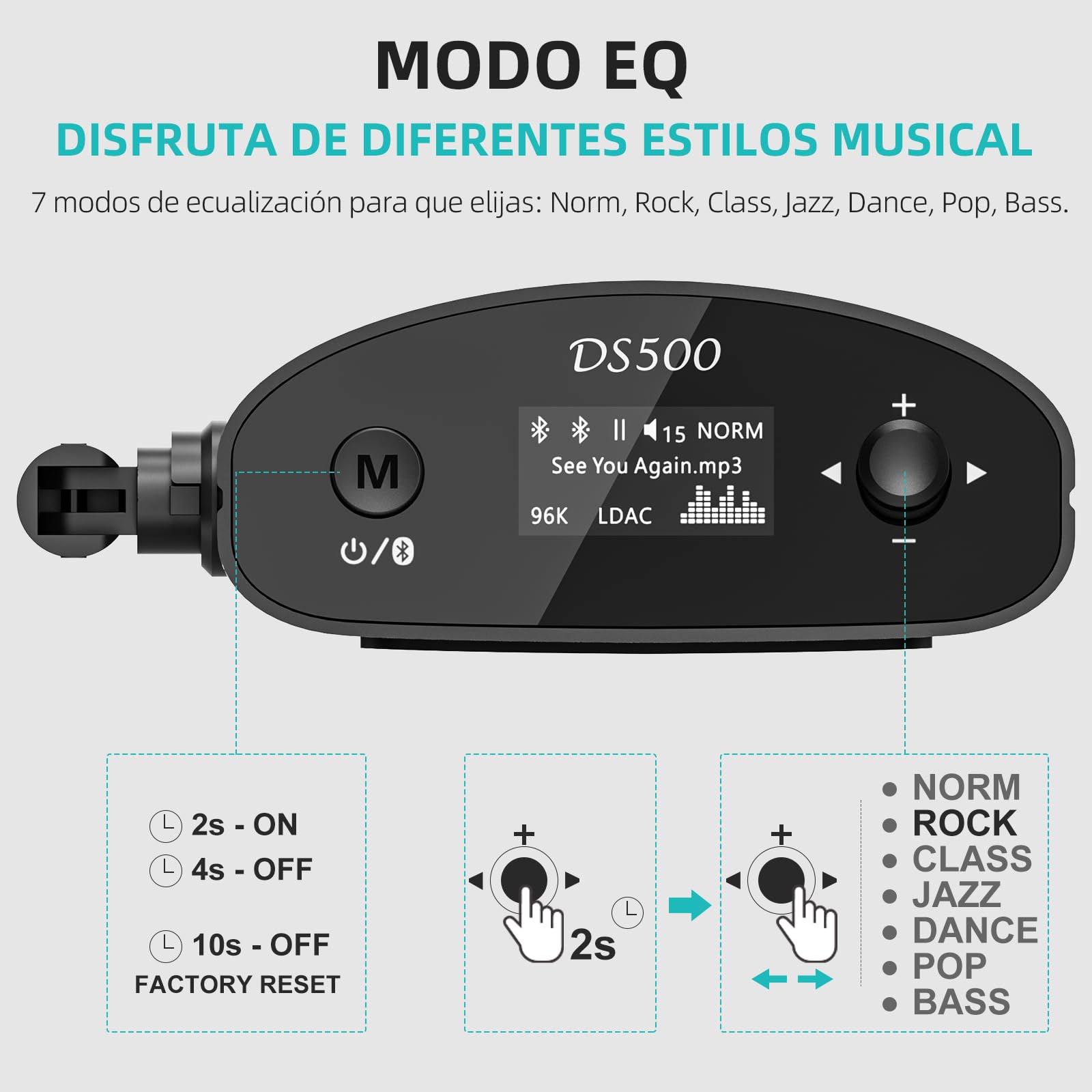 1Mii Receptor Bluetooth HiFi con LDAC, Adaptador Audio Bluetooth 5.1 con DAC Audiófilo, aptX HD y Baja Latencia, con Salida RCA/Coaxial/Óptica, Pantalla OLED para Receptor AV, Amplificador-DS500