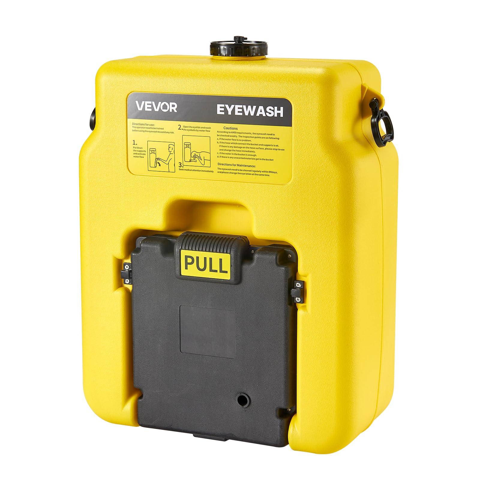 VEVOR Estación Lavaojos Portátil, Unidad Lavaojos de Emergencia 490 x 290 x 640 mm con 2 Rociadores para Montaje en Pared o Sobre Superficie Plana para Escuelas, Laboratorios y Fábricas, Amarillo