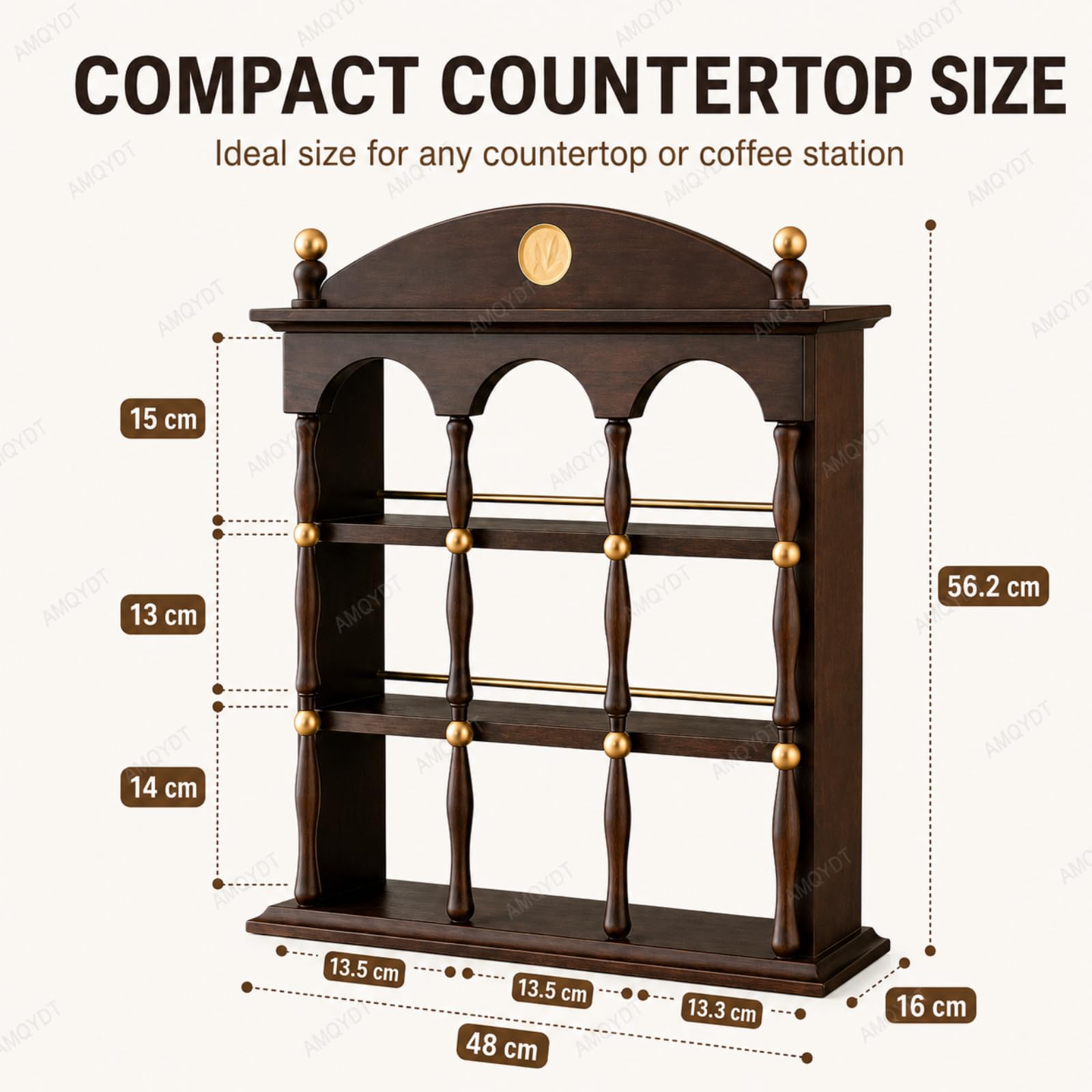 Soporte Para Tazas De Café De Encimera, Estante De Exhibición De Madera De Nueve Rejillas Con Compartimentos Abiertos Para Tazas De Té Y Objetos De Colección Para Barra De Café, Cocina