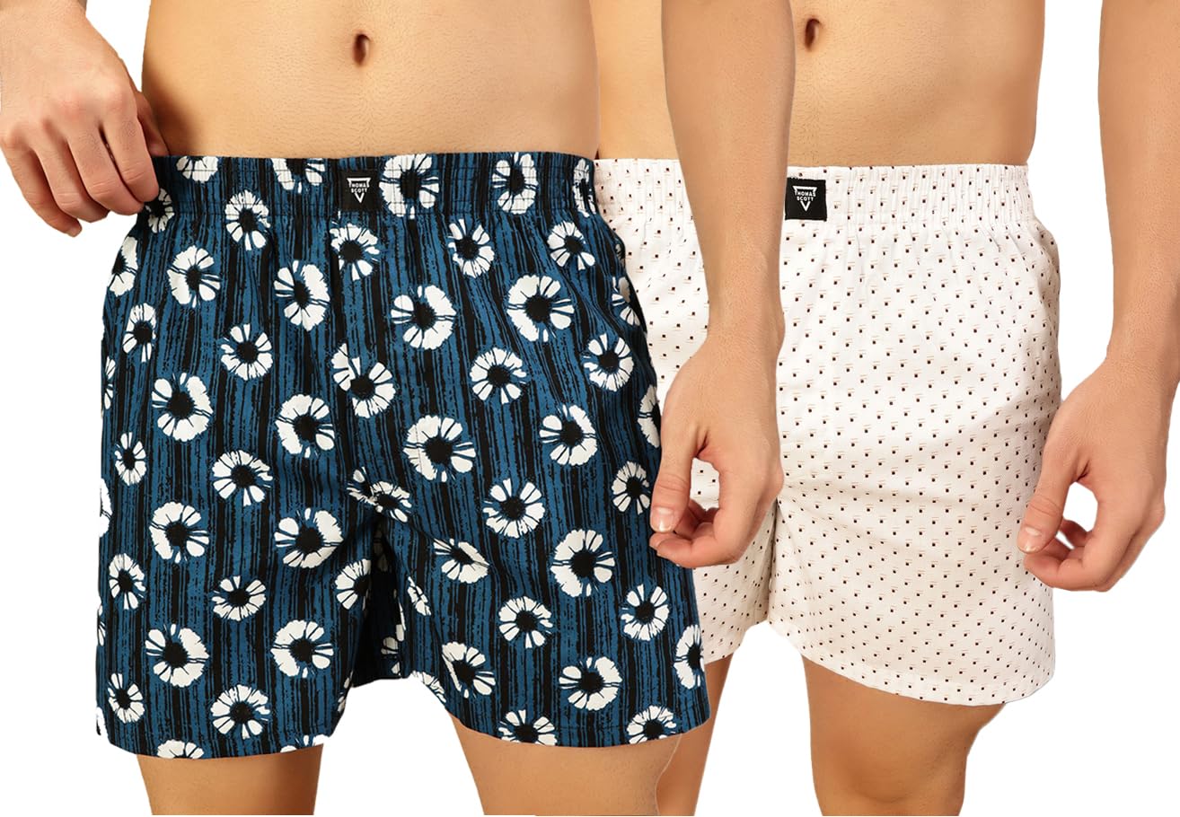 Men's Cotton Printed Regular Boxer Shorts(Pack of 2)