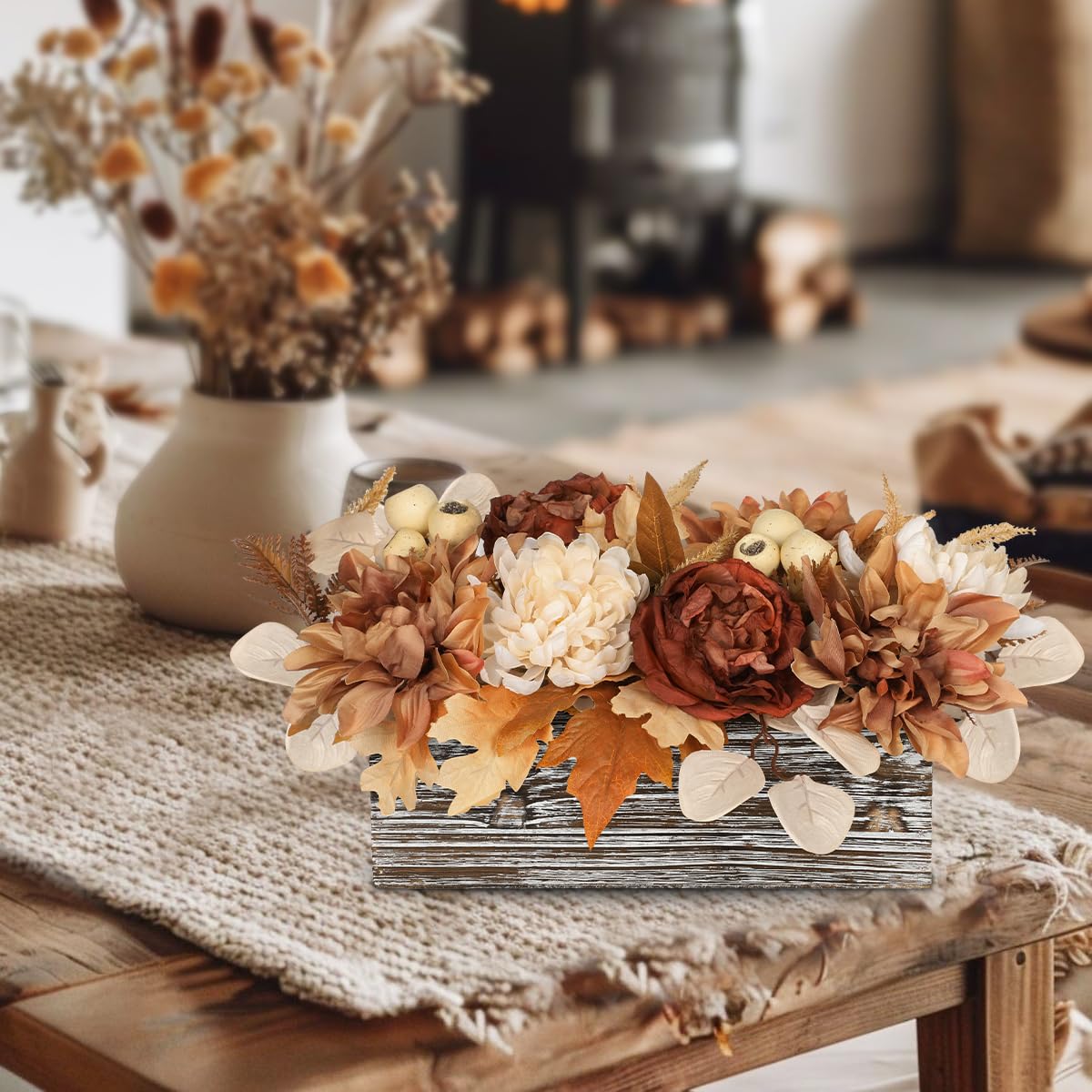 autumn table flower ★フラワーアレンジメント Oairse Autumn Decorations Artificial Flower Arrangement in Rustic