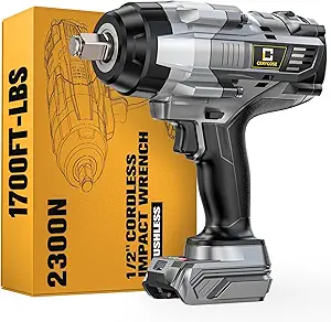 Cordless Impact Wrench 1/2 inch Compatible with Dewalt Battery: 1700FT-LBS High Torque Impact Wrench Heavy Duty Tool - Brushless Electric Impact Gun Includes LED Work Light - Bare Tool Only