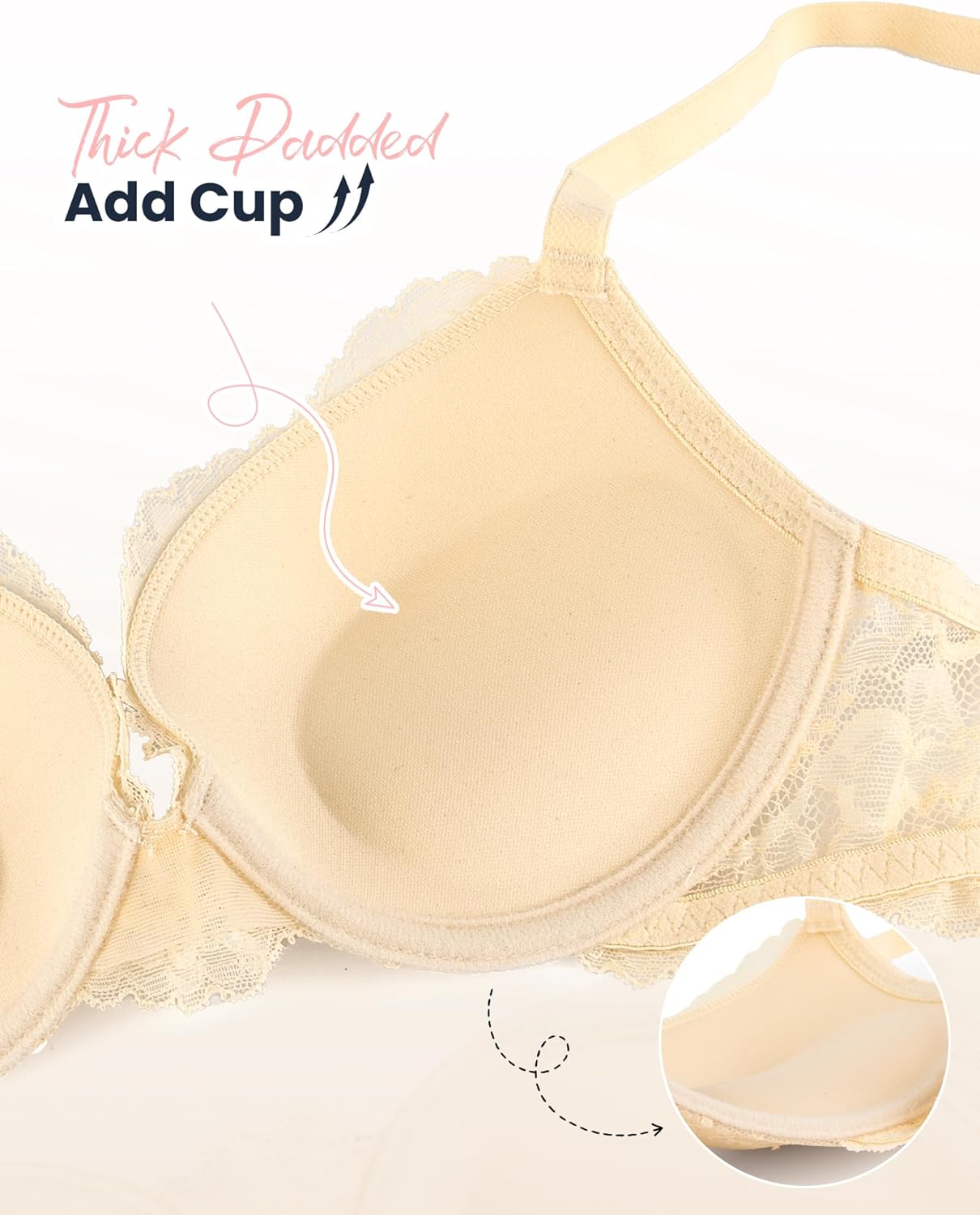 Lace Push Up Bra Thick Padded Add Cup Demi Sexy Plunge Underwire Convertible Soft Lift Women Bras - Image 4