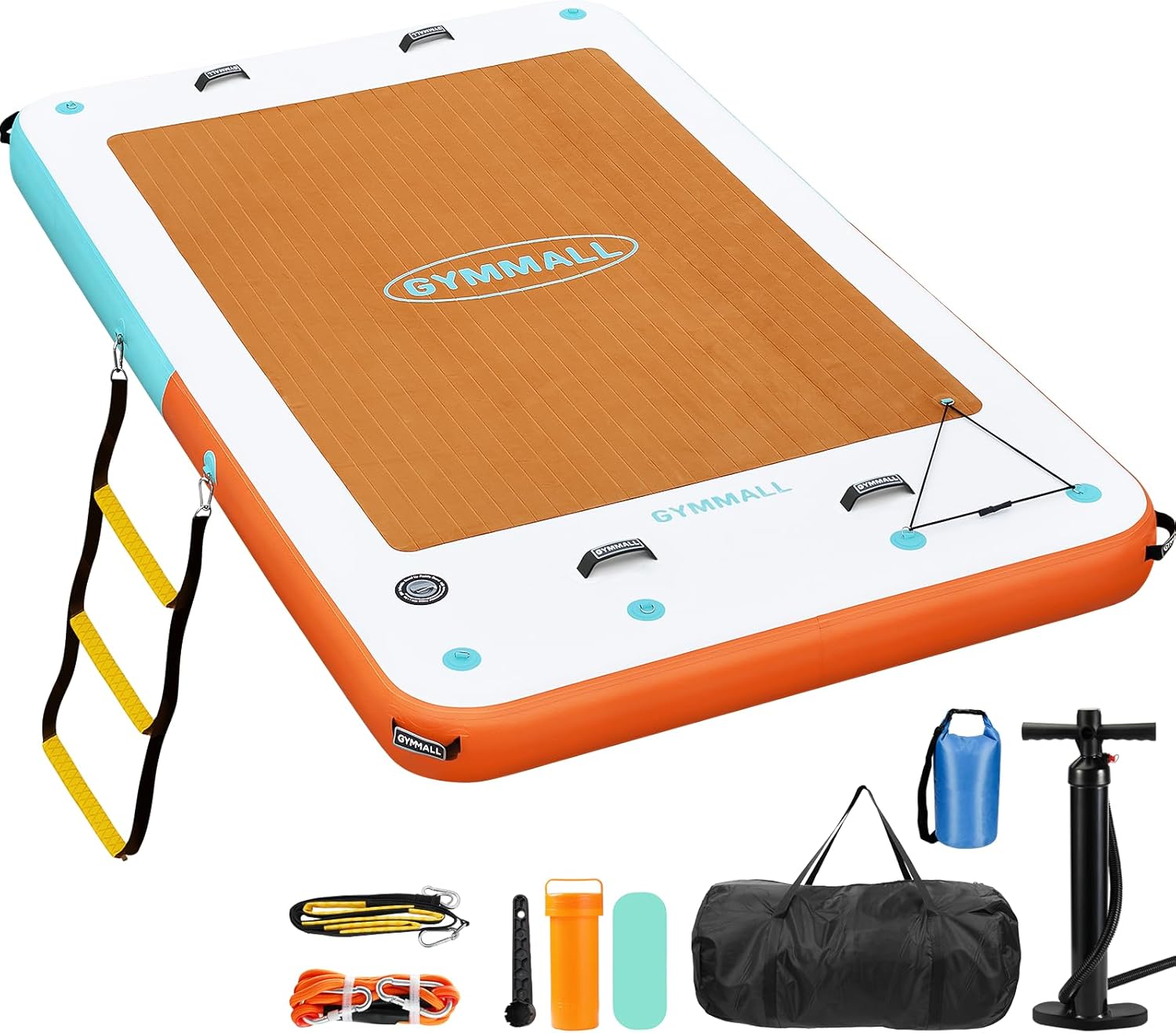 Inflatable Floating Dock, 10Ft Floating Dock for Lakes with Rope Ladder and Non-Slip EVA Platform, Inflatable Dock Floating Platform Island Raft for Boats, Pool, Beach, Ocean