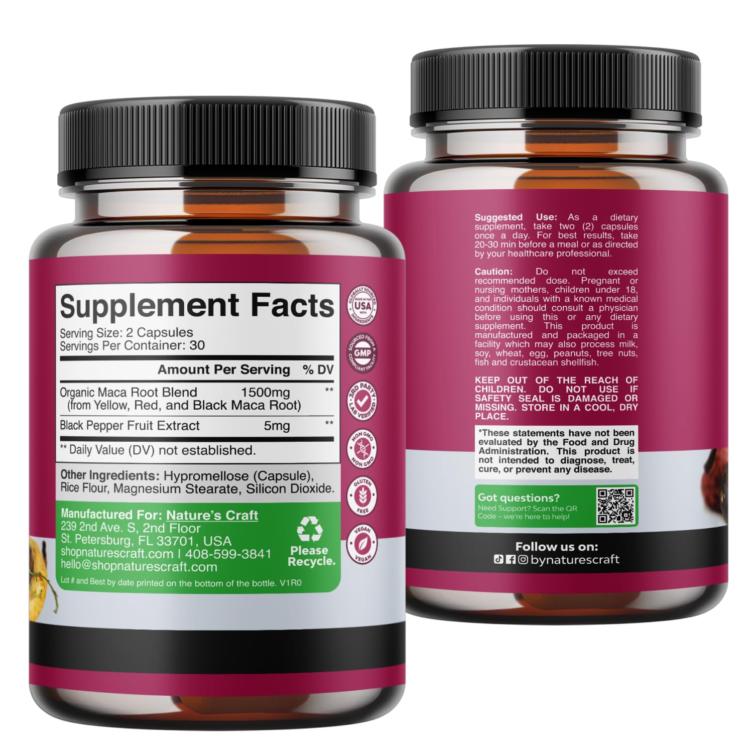 Maca Root Capsules for Women with Red Yellow & Black Maca - 60 Count — Amazon image 8