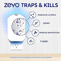 Vista 4 de Zevo Trampa para Insectos Voladores y 3 Cartuchos de Recarga - Trampa para Moscas Enchufable y Atrapador de Insectos para Mosquitos, Moscas