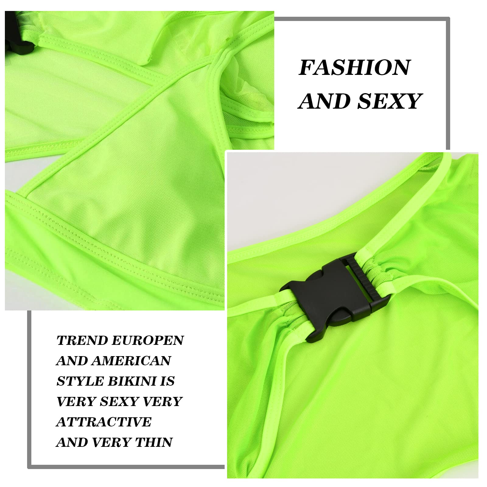 2 pezzi da Donna Rave Abiti Neon Body Crop Top, Bikini da Donna Rave Outfits, Lunga Costumi da Bagno Mesh Shrug con Fibbia per Festival Club Party