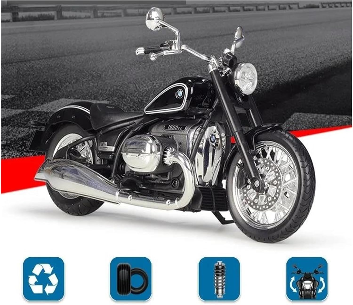 Mini Simulation Motorcycle Toys 1:12 for BMW R18 2020 Alloy Motorcycle Model Simulation Die-Casting Metal Toys Street Racing Car Adult for Boys
