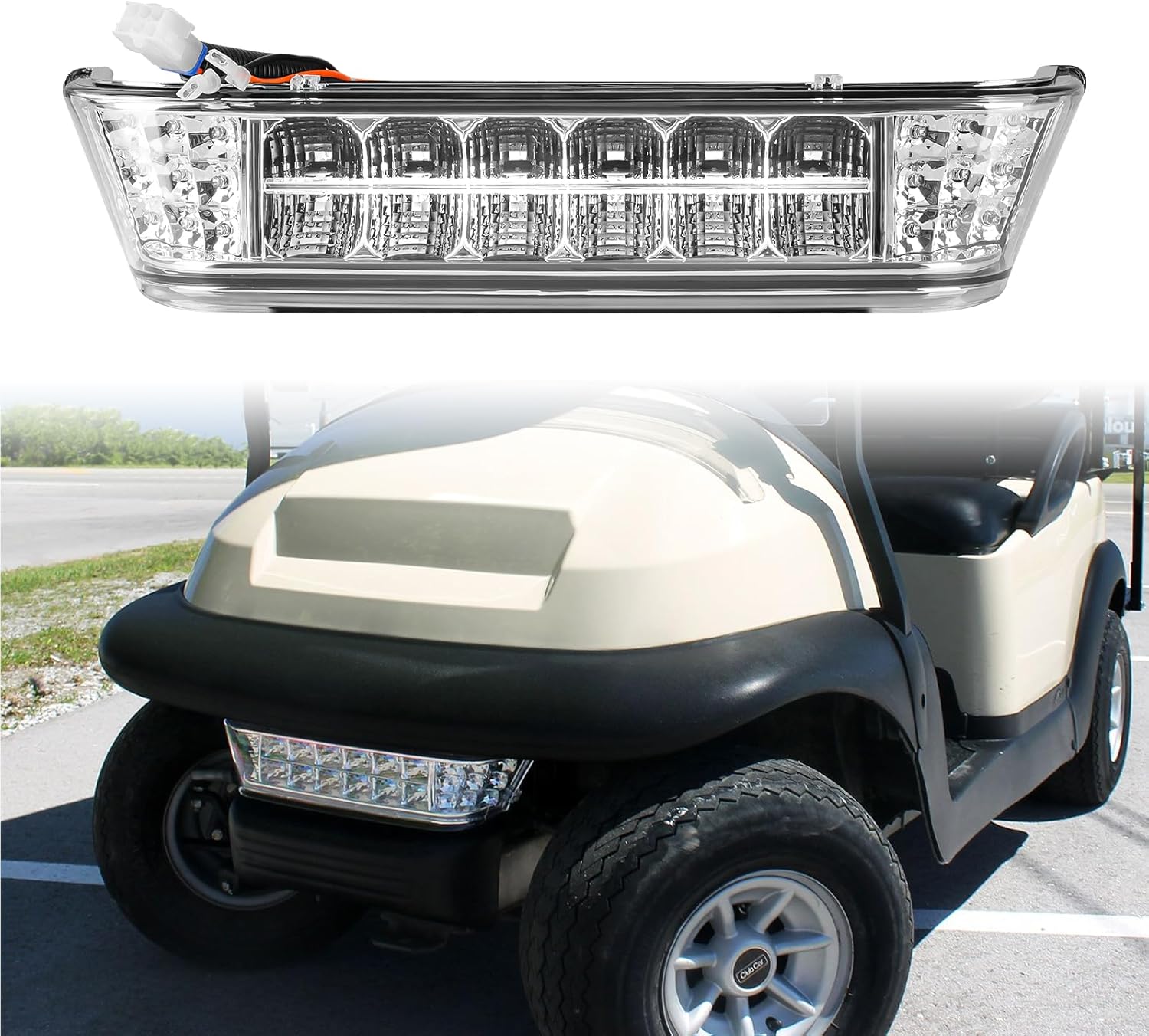 Panglong Golf Cart LED Headlight Bar, 12V Front Replace Head Light Bar, Suitable for 2004-Up Club Car Precedent with Front Head Light Electric and Gas Models, Replaces OEM# 102524801,1025248-01
