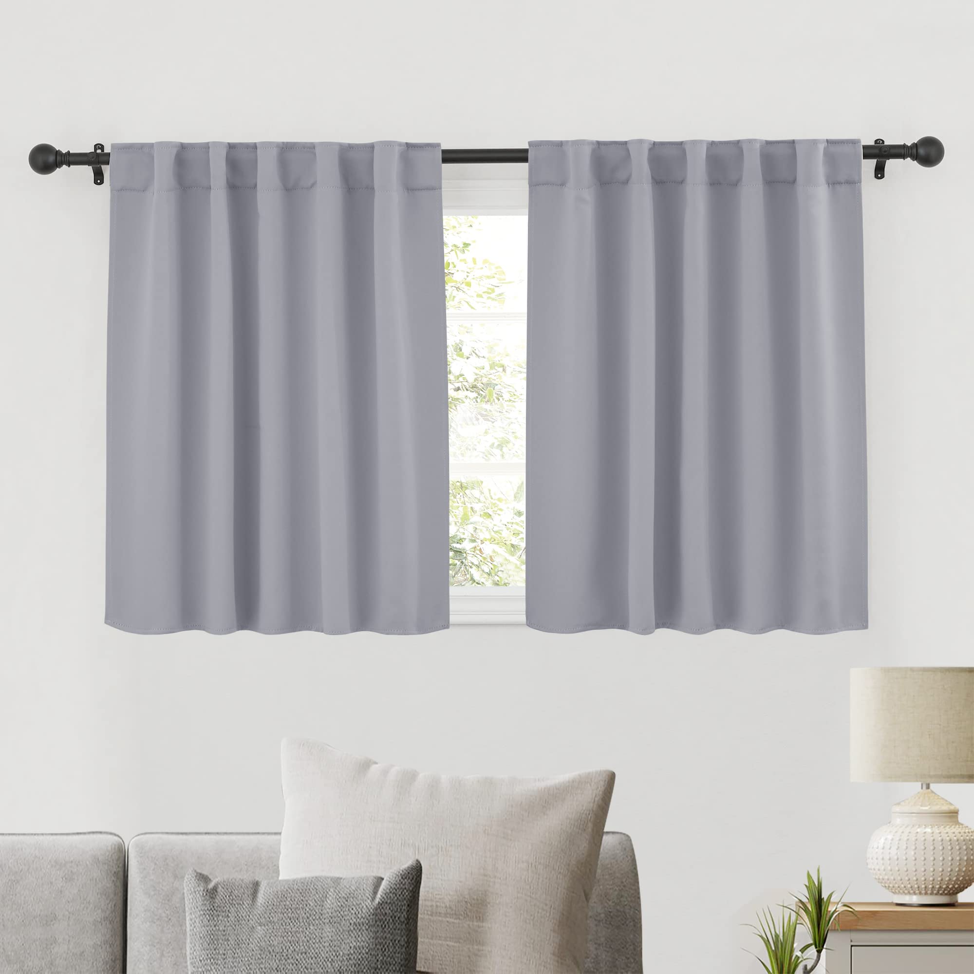 RYB HOME Bedroom Curtains, Room Darkening Thermal Insulated Curtain Back Tab Pleat Drapes Decent Window Treatment for Home Office Playroom Living Room