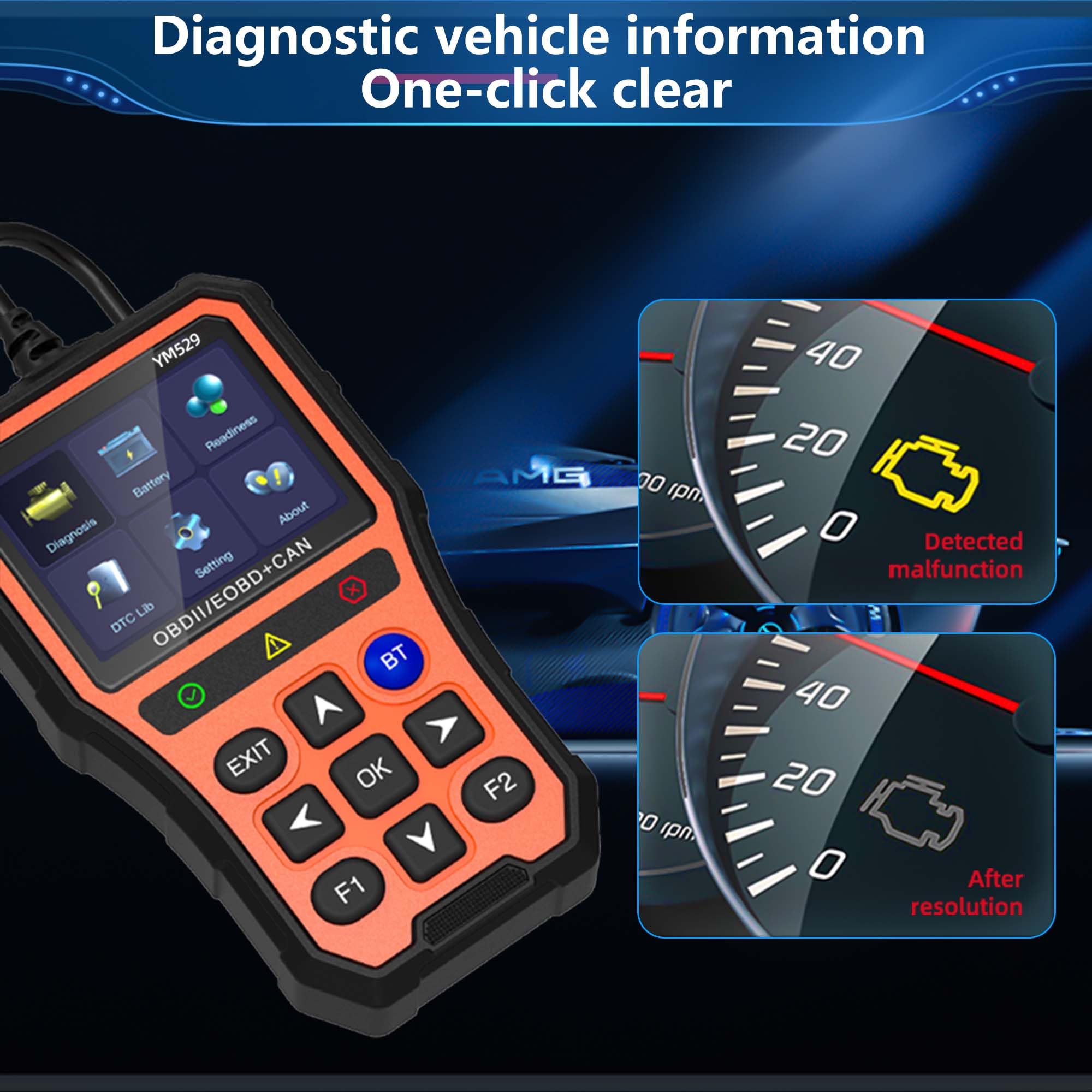 CERRXIAN Skaner samochodowy OBD2 i czytnik kodów, tester baterii, narzędzie diagnostyczne OBDII, czytnik kodów błędów silnika, skaner danych w czasie rzeczywistym z definicją DTC