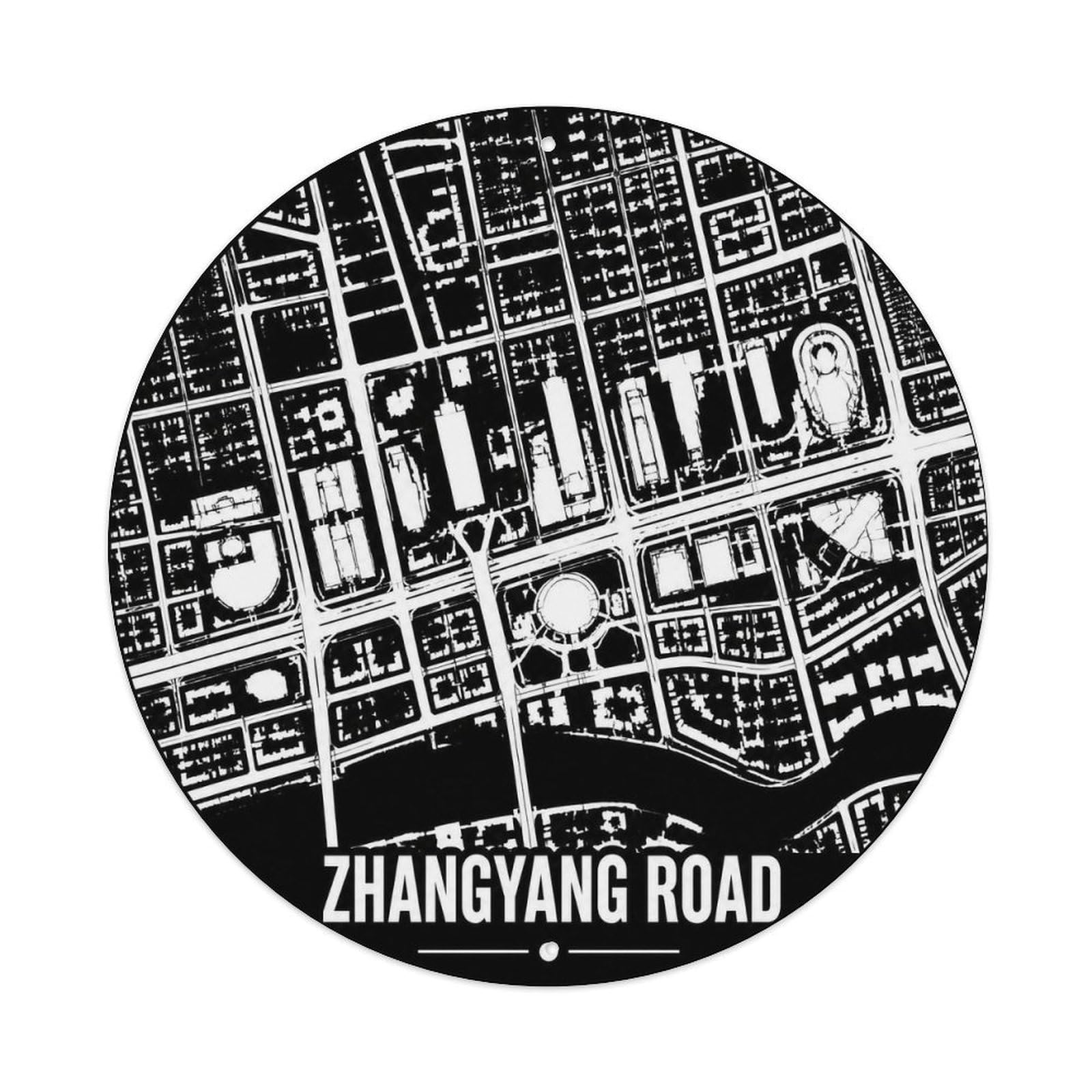Okngb Style Zhangyang Road Shanghai Contour Lines Landmark Route Metal Tin Sign Plaque Wall Decor For Cafe, Man Cave, Club Bar, Office, Home Garden Round Metal Poster 8X8inch