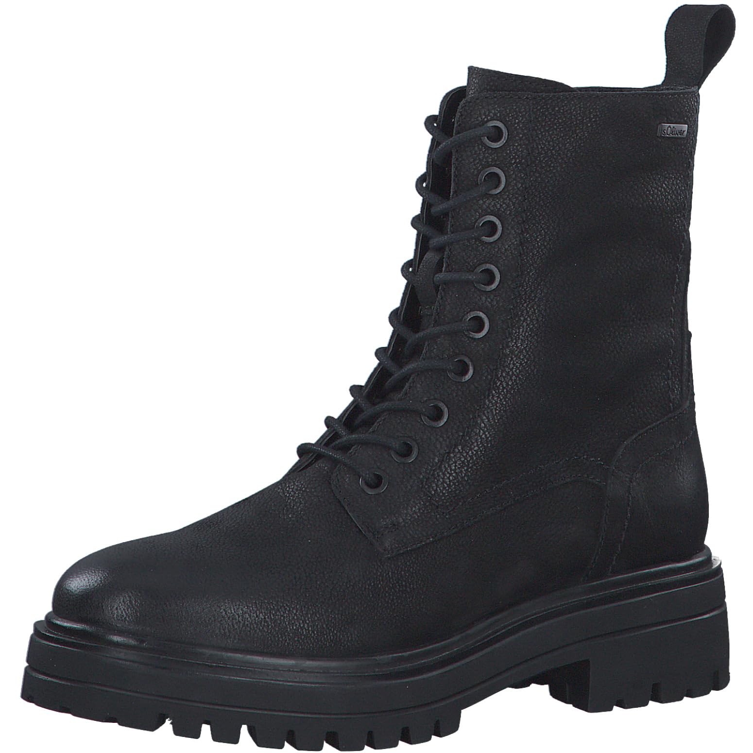 s.Oliver Women's Leather Ankle Boots with Laces and Zip, black, 6 UK