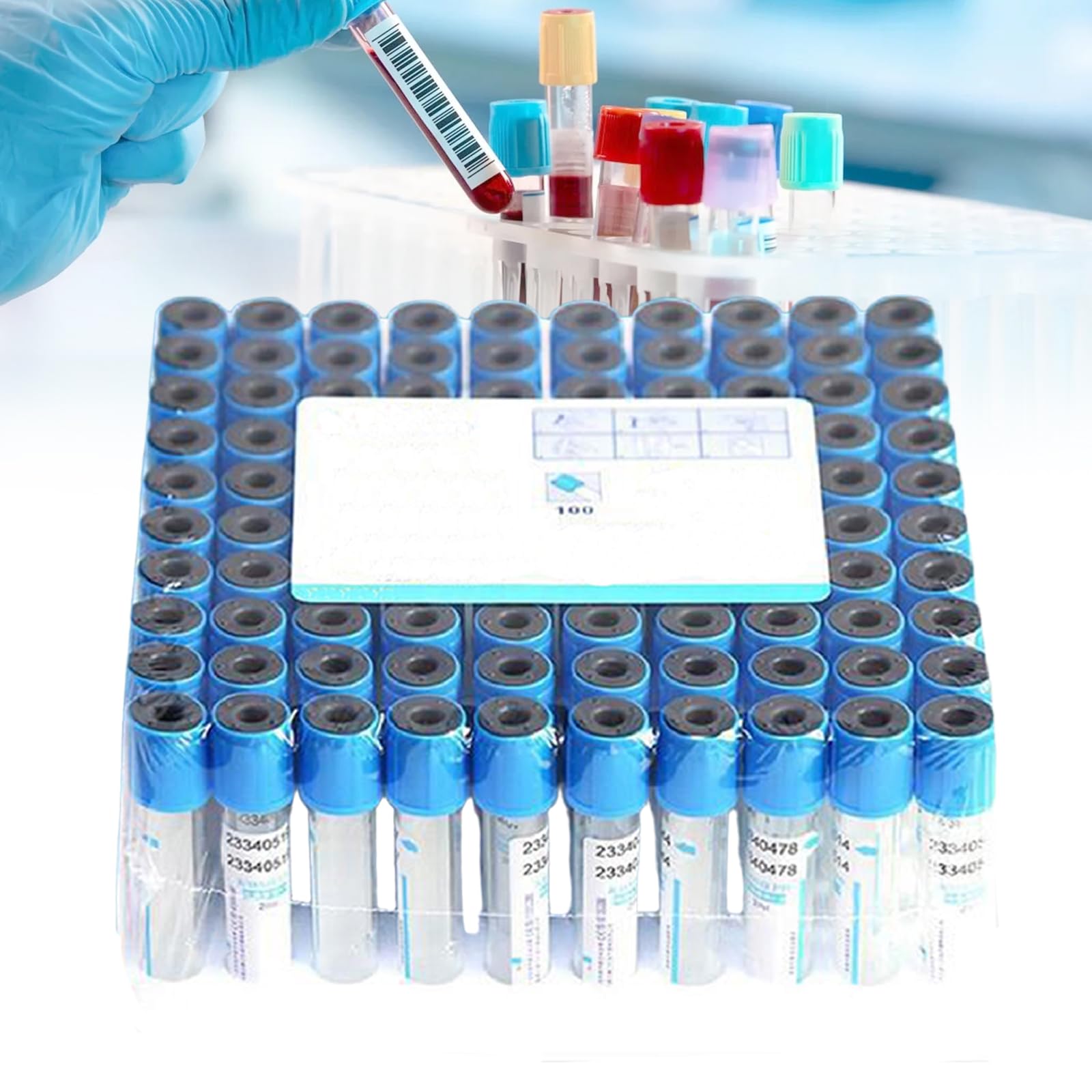 100 Stück Vakuum Blutentnahmeröhrchen Blutentnahmeset Labor Zentrifugenröhrchen Aus PET Glas Mit Violettem Deckel Vacutainer Kompatible Reagenzgläser,10ml