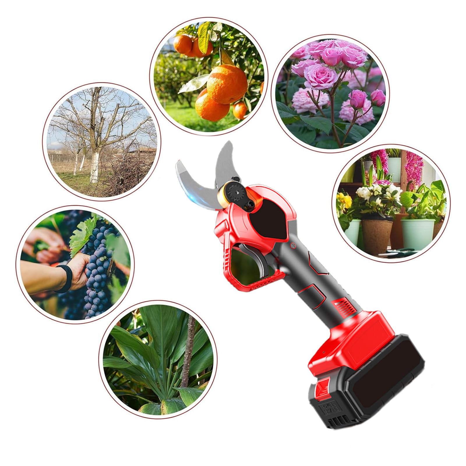 Tijeras De Podar EléCtricas InaláMbricas, Tijeras De Podar A BateríA, Cortador De Ramas De Podadora De áRboles Con 2 BateríAs Y Cuchillas De Repuesto, Para Podar De JardineríA En El Hogar,30mm(1.2in)