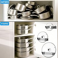 Vista 6 de Adjustable Universal Pot Lid Holder Organizer - Upgraded Patented Pan Lids Organizers Inside Cabinet Door Wall Mount Pots Top Rack for Kitchen