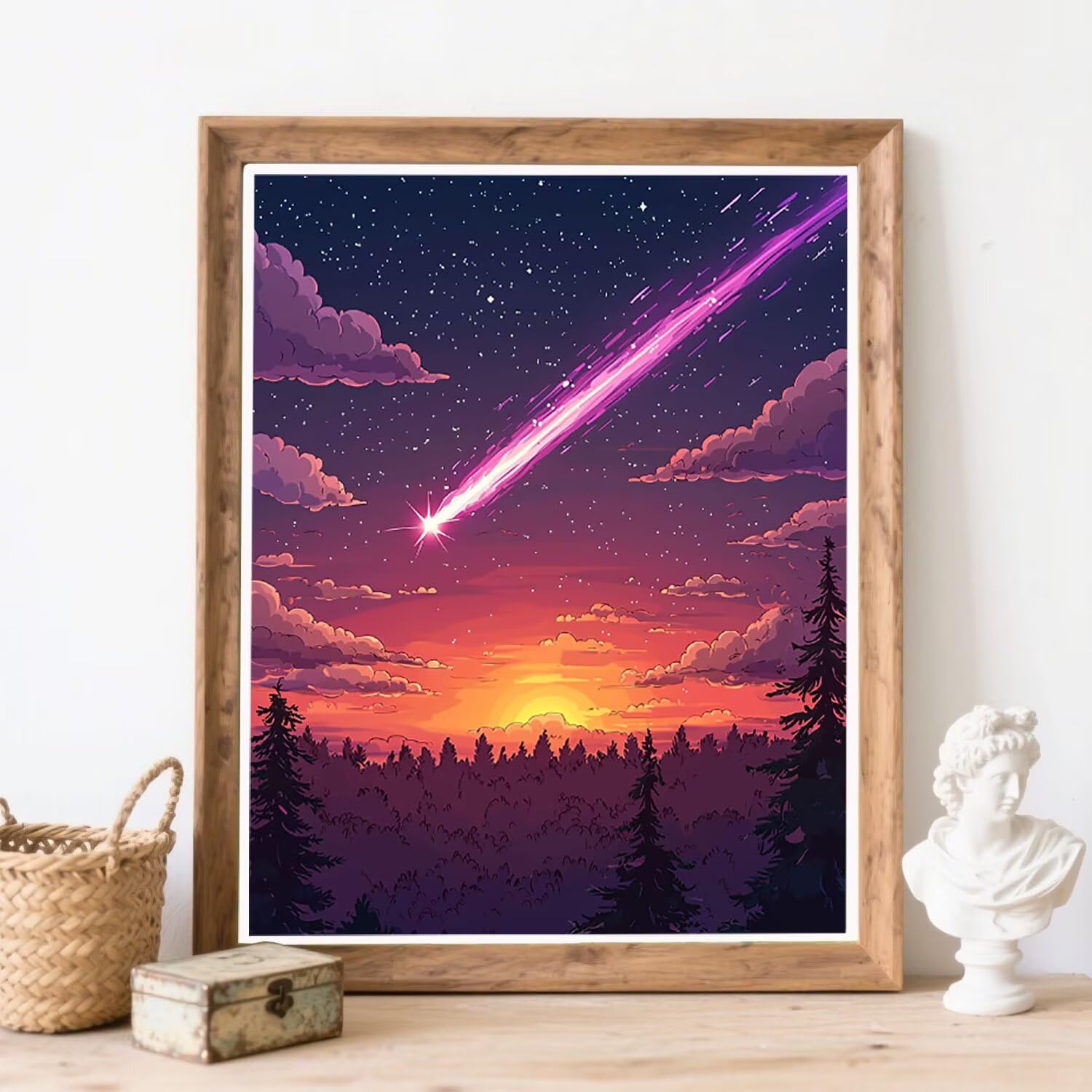 Malarstwo diamentowe dla dzieci, las, meteor, diamentowe kamienie, kreatywny zestaw dla dorosłych, zestaw do samodzielnego wykonania, do dekoracji domu, prezent na Boże Narodzenie, 60 x 80 cm, M-966
