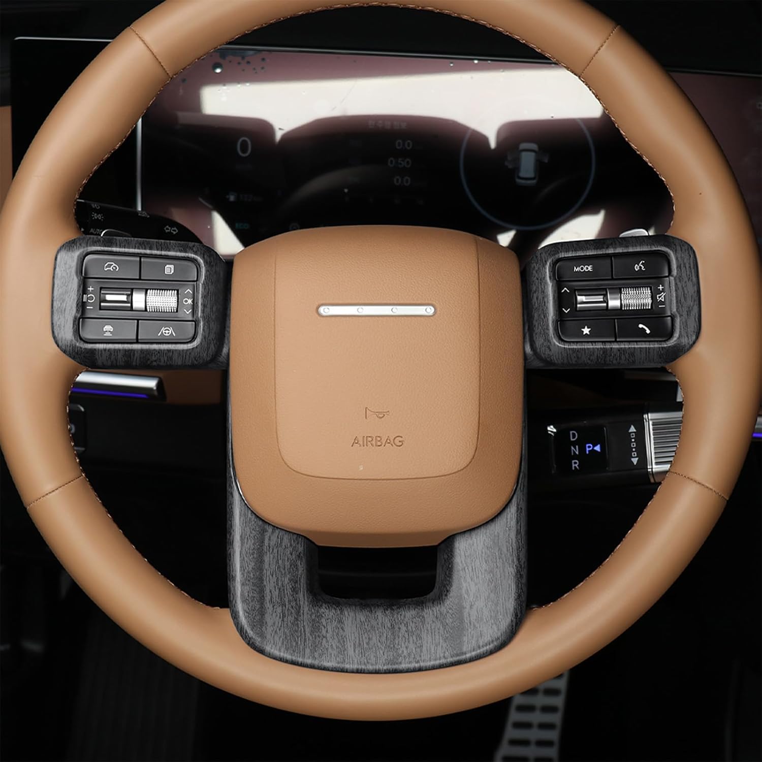 Premium Car Steering Wheel Handle Frame Cover, Compatible with Hyundai Santa FE 2024-2025 Accessories– Anti-Slip, Universal Fit, Easy Install & Luxury Upgrade Accessories (Wood Grain)