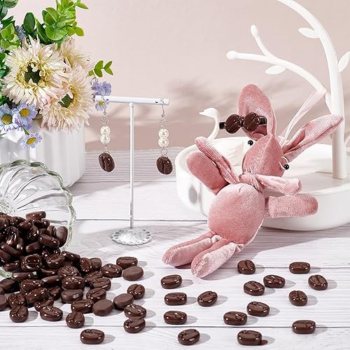 Miniatura 5 de NBEADS 120 piezas de granos de café de resina opacos, granos de café artificiales de imitación de alimentos, mini decoración de grano de café,