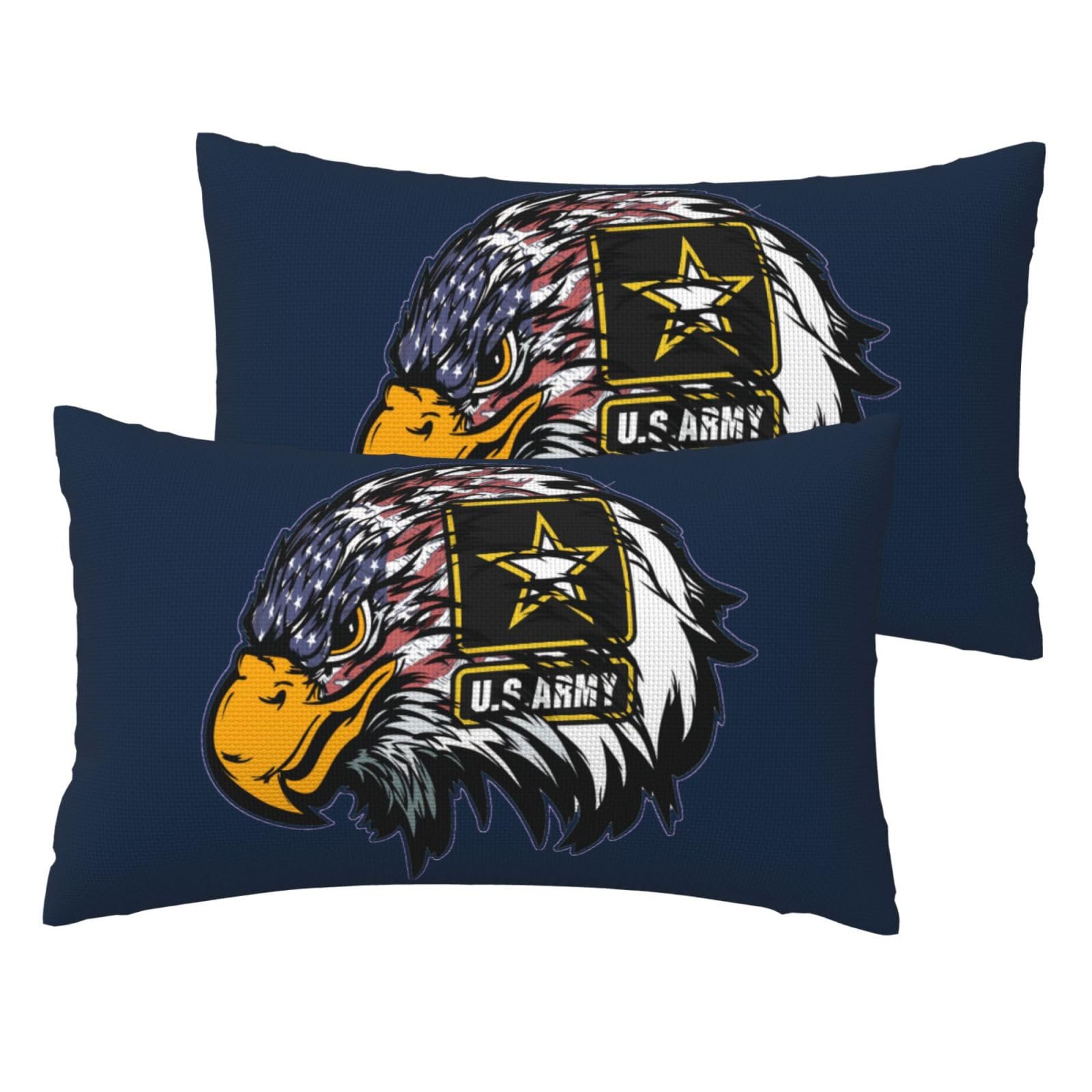 Housses de coussin imitation lin motif aigle drapeau américain salon