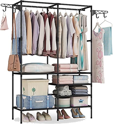 iMounTEK Percheros de ropa, estante de ropa, estante de ropa de metal, organizador de ropa para zapatos, estantes independientes para ropa para