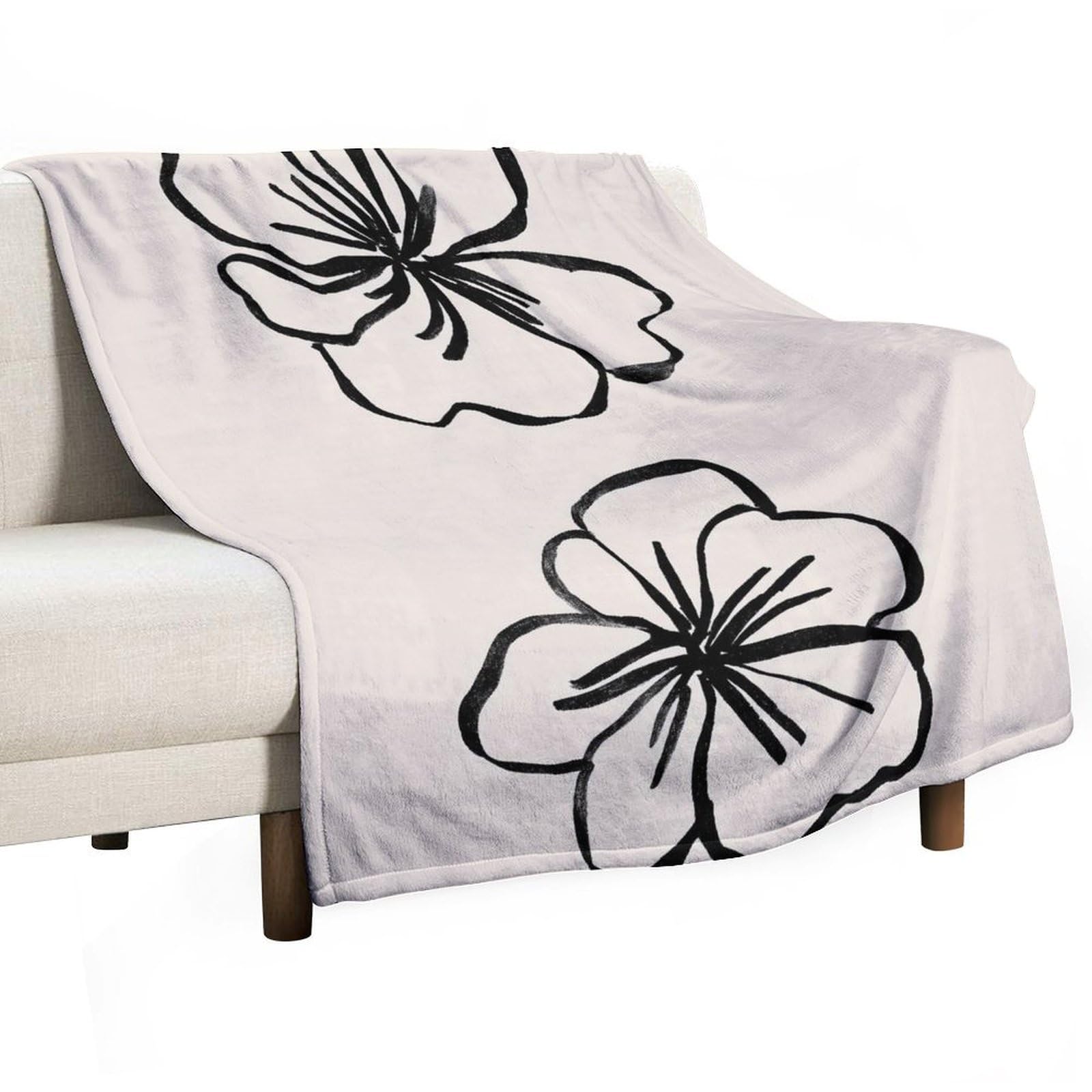 Jubonexis Minimalist Two Abstract Floral Outlines Anti Pilling Throw Blankets Cozy Durable Blanket for Bedroom Living Rooms Couch Sofa Bed 130x150cm(50x60in)