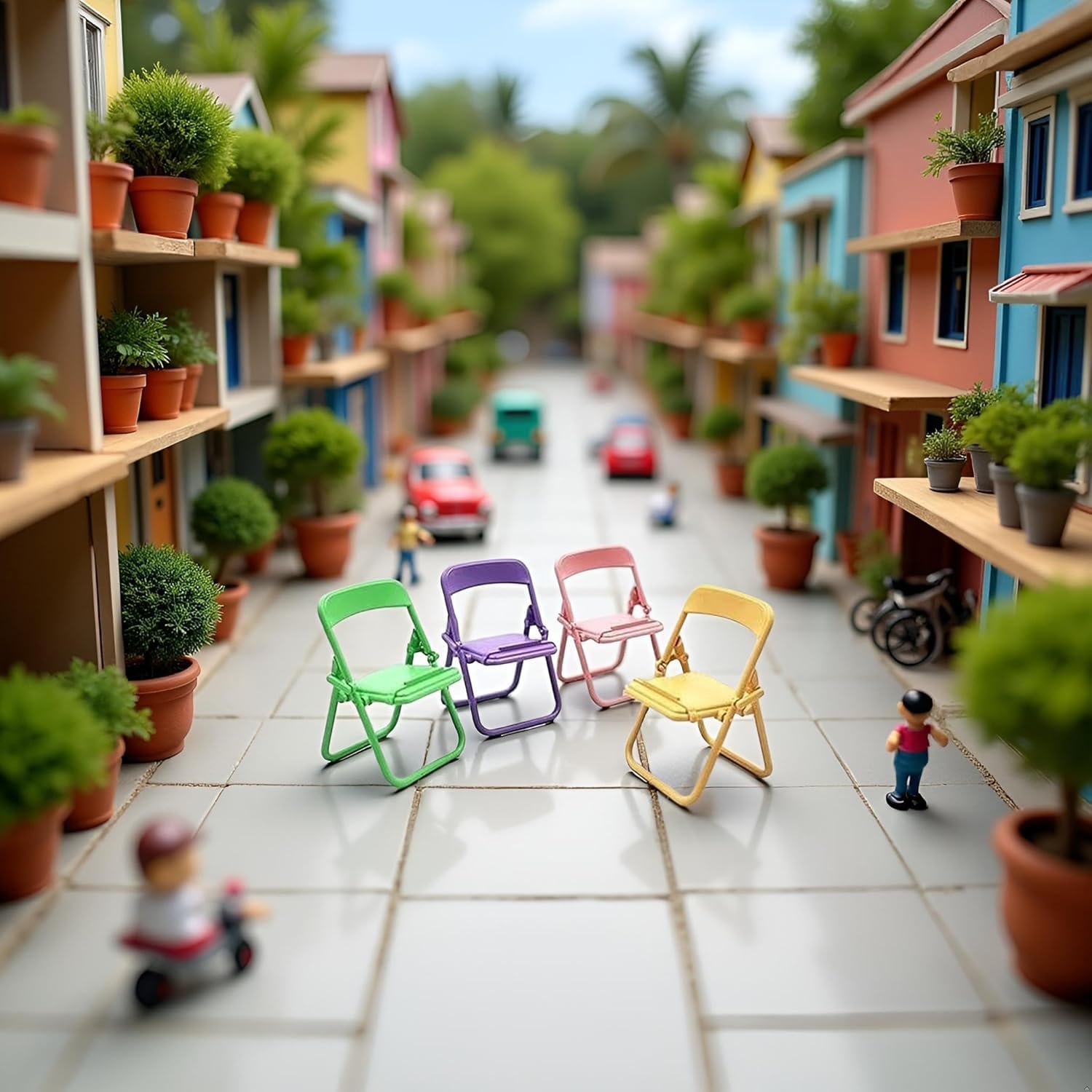 5Pcs Multicolour Simulation Mini Folding Back Small Chair Model Dollhouse Doll House Miniature Plastic Scene Props for Micro Landscape Dollhouse Furniture Mini Chair Dollhouse Accessories (1/12) - Image 4