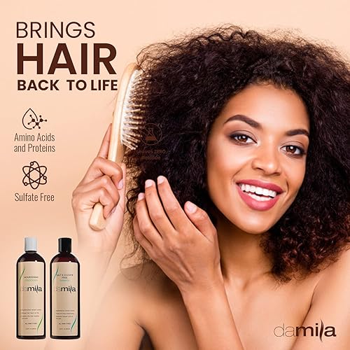 Miniatura 6 de Damila Champú y acondicionador sin sal y sulfato para cabello tratado con queratina y color paquete económico de queratina profesional para cabello