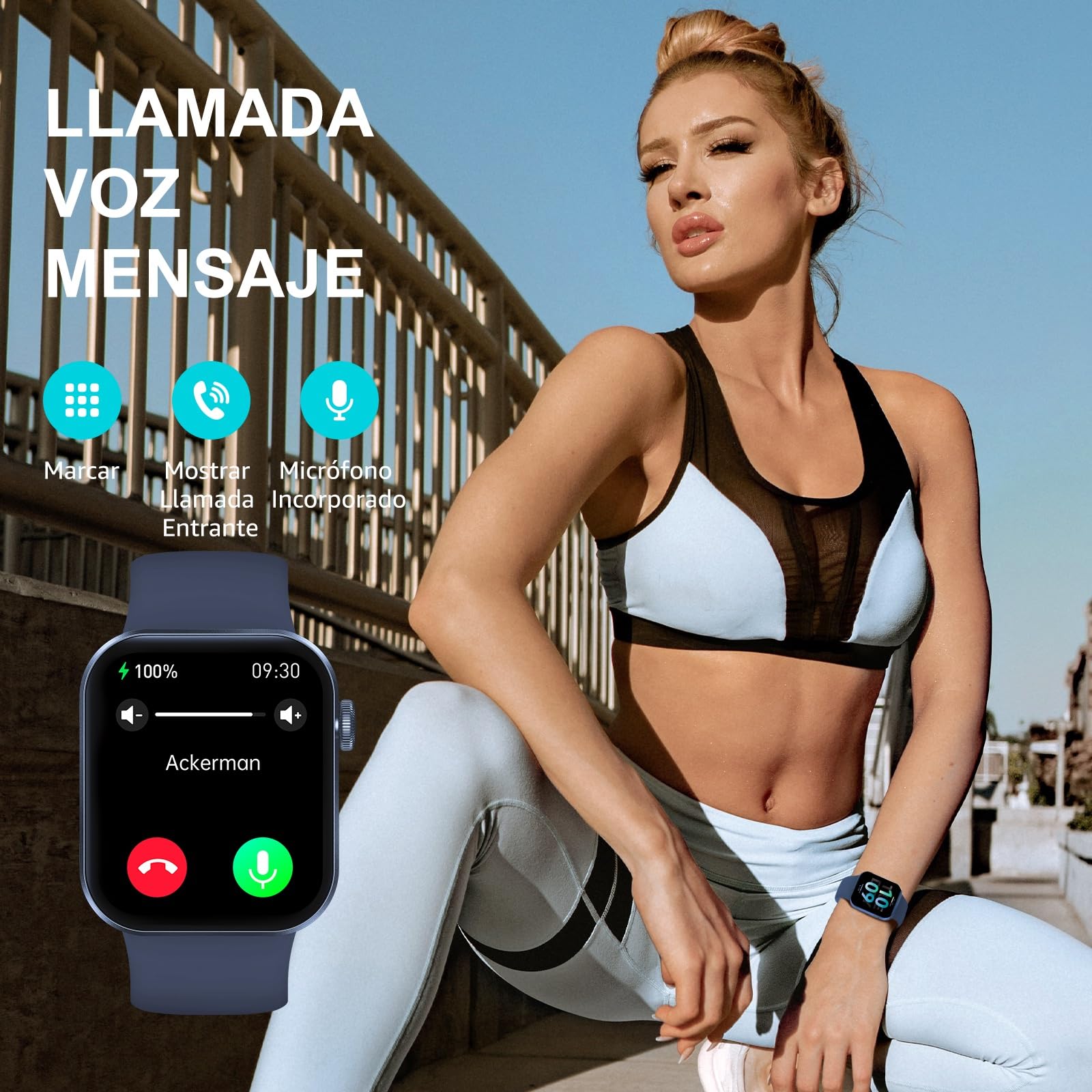 Reloj Inteligente Mujer Hombre, 1.85" Smartwatch con Llamadas Bluetooth, 140+ Modos Deportivos Smart Watch con SpO2/Pulsómetro/Monitor de Sueño/Podómetro, Impermeable IP68 Smart Watch Para Android iOS