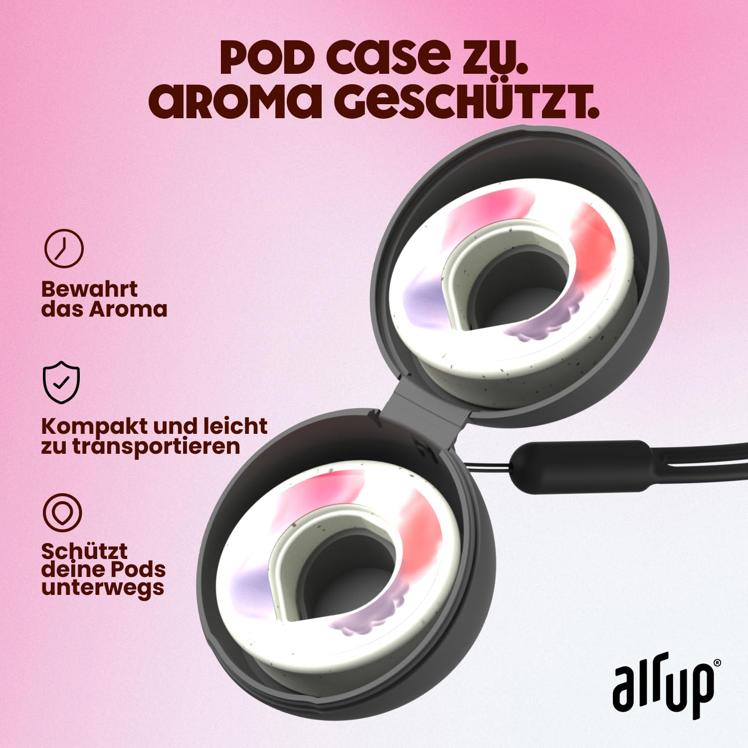 air up Click Midnight Black butelka do picia 600 ml - zestaw startowy z 5 kapsułkami, szczotką do słomki i etui Twogo czarny, bez cukru, bez BPA