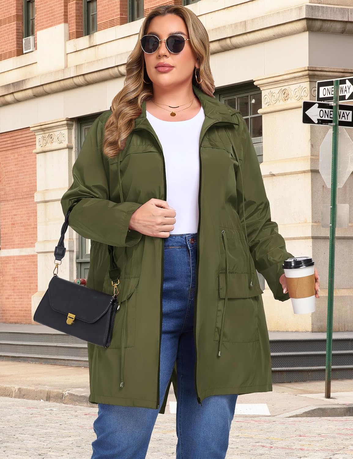 ZOMVA 2025 Plus Size 1X-5X Rain Jacket Coat Long Lightweight Raincoat with Hood Windbreaker Waterproof Jackets with Pockets - Image 4
