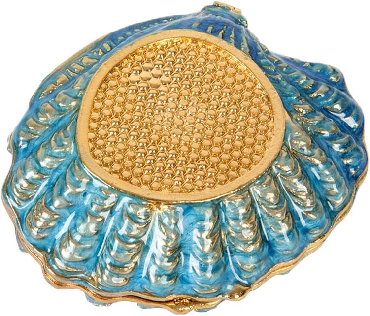 QIFU Hand Painted Enameled Shell Style Decorative Hinged Jewelry Trinket Box Unique Gift for Home Decor - Image 3